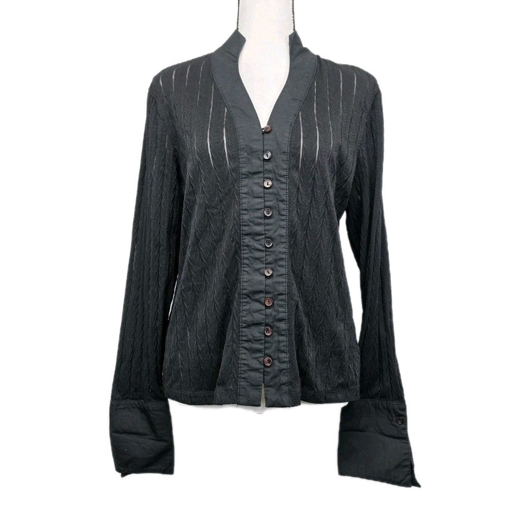 Vintage Ribbed Knit Button Top Size L Whimsigoth Romantic Victorian Gothic 3213